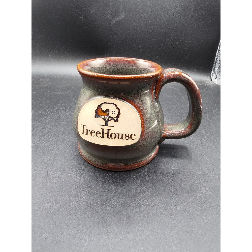 Sunset Hill Stoneware TreeHouse Coffee Mug Wisconsin Pottery Gray Brown Glaze 11